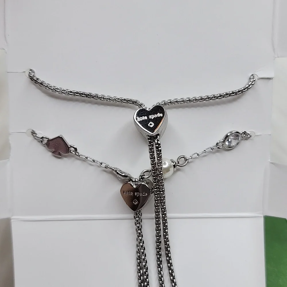 Kate Spade Spot The Spade Box Set of 2 Slider Bracelets Silver / Clear - Picture 15 of 16